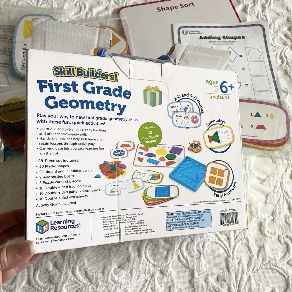 Skill Builders 128-Piece Learning Set Geometry Math 1st Graders Ages 6+ Shapes - Picture 3 of 10